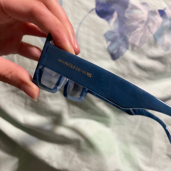 Maniere De Voir Blue Marble Effect Rectanular Unisex Sunglasses Mint Condition - Picture 3 of 3